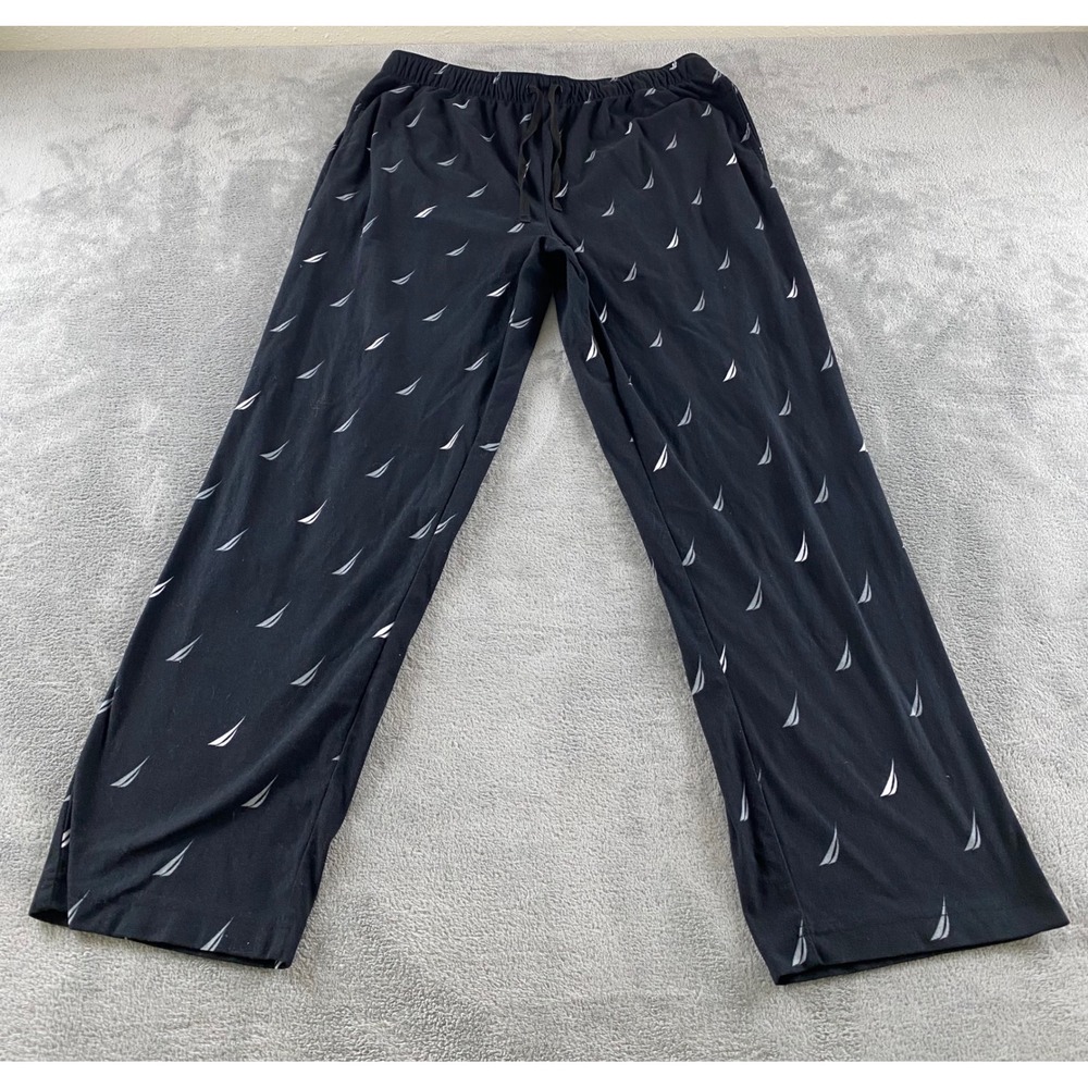 Nautica Sleepwear Womens Large Black‎ Sailboat Logo Pajama Pants Relaxed Lounge